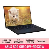 Zephyrus GU604VZ-N4039W 13세대 인텔i9 RTX4080탑재 램64G교체 NVMe2TB교체 노트북 추천 EU